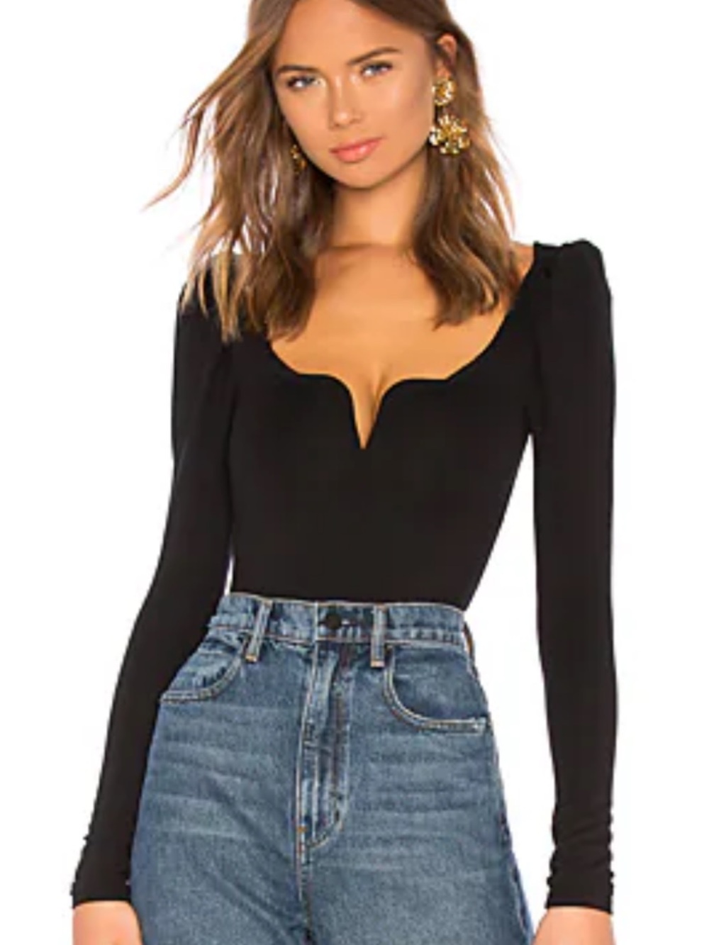 LPA sweetheart neckline bodysuit in black